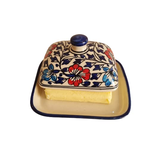 Mirakii Ceramic Multicolored Butter Dish with Lid Perfect for Butter or Starter Serving in Kitchen (Multicolored) - Image 4