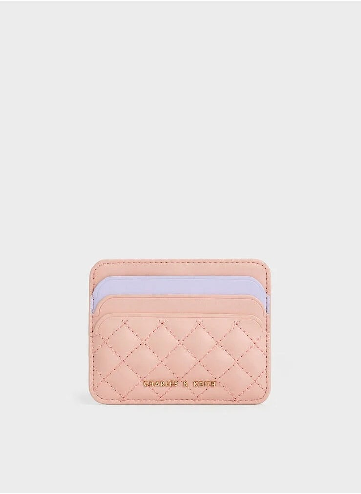 Charles & Keith Quilted Multi-Slot Card Holder - Pink  - Image 1