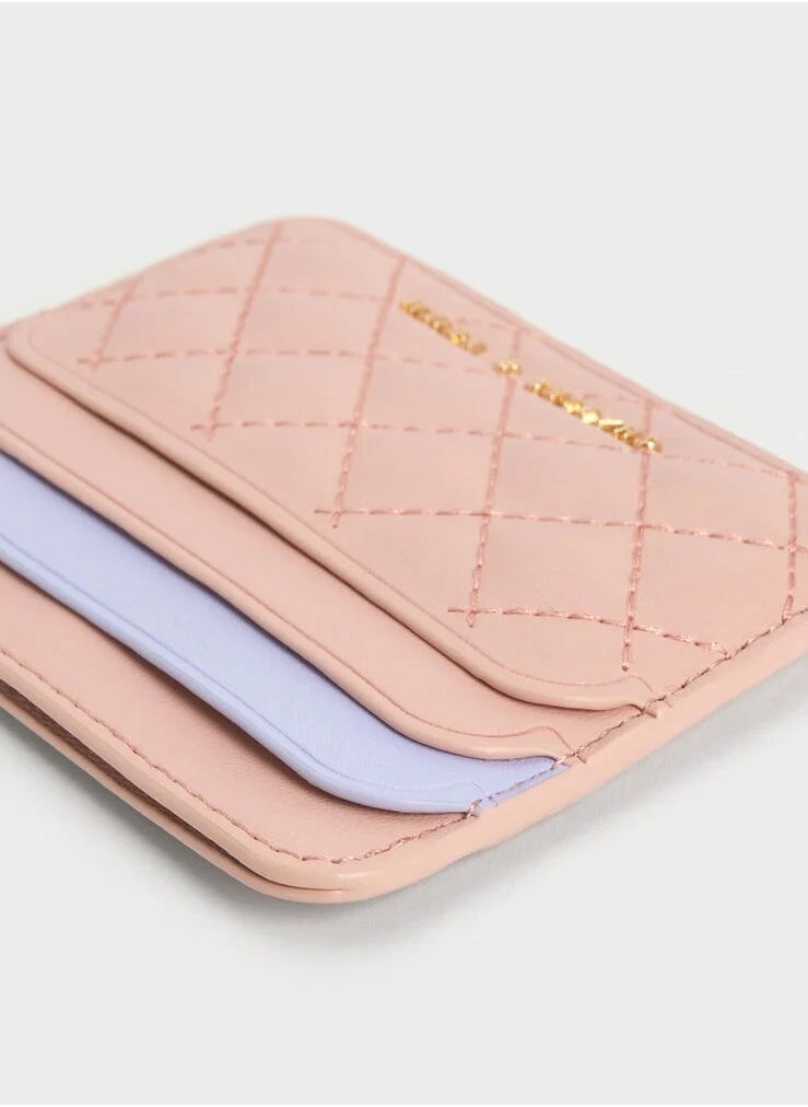 Charles & Keith Quilted Multi-Slot Card Holder - Pink  - Image 3
