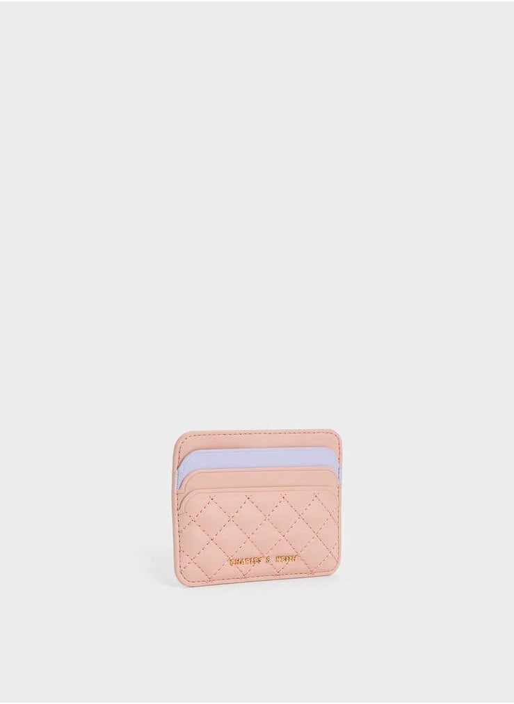 Charles & Keith Quilted Multi-Slot Card Holder - Pink  - Image 4