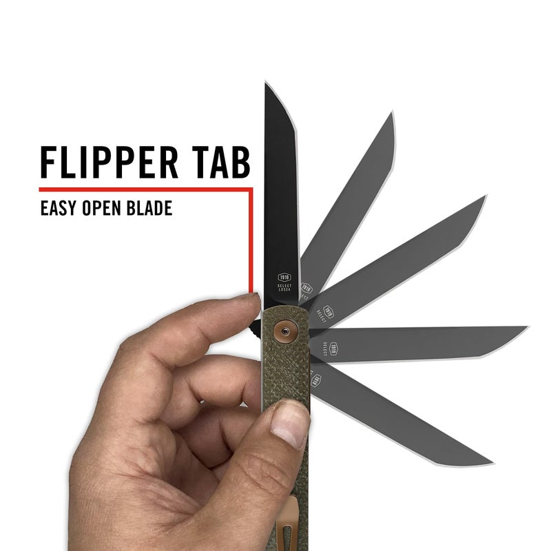 Coast Founder's Collection SELECT LX504, Gentleman's EDC Folding Pocketknife, Tanto Blade, Flipper Tab, Liner Lock, Two Position Pocket Clip, Black 9Cr18Mov Stainless-Steel, Dark Green - Image 3