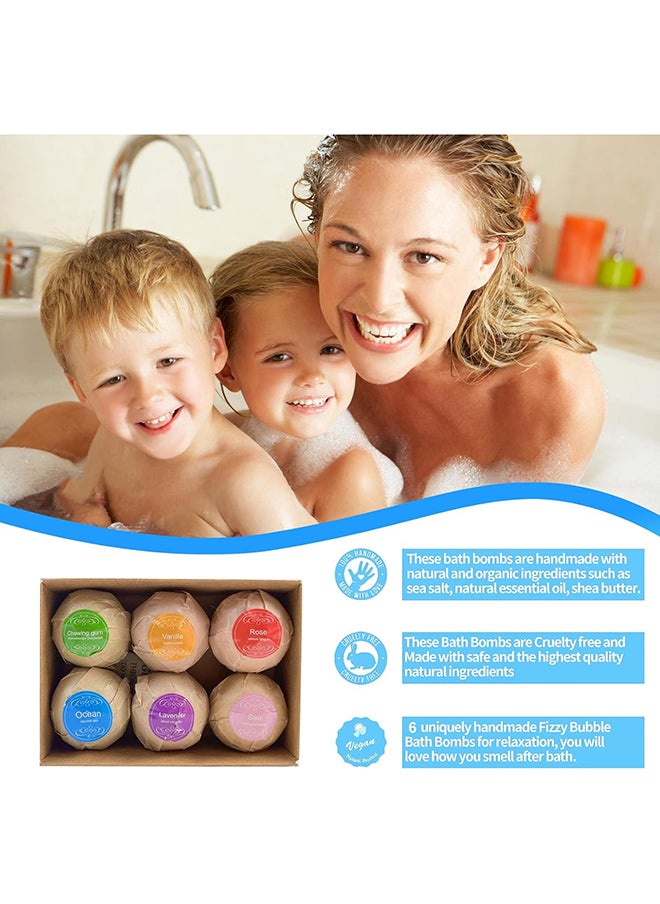 SKY-TOUCH - SKY-TOUCH Bath Bombs Gift 6 Pack, Bath Bombs Large Organic & Natural Essential Oil Handmade Bath Bombs Gift Set Moisturize Dry Skin Bath Bombs - Image 1