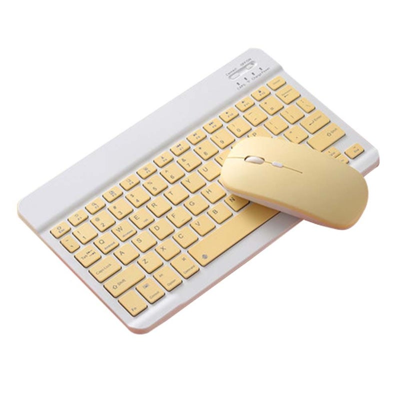 Wireless Bluetooth Three System Universal Mobilephone and Tablet Keyboard with Mouse Set - English Yellow - Image 1