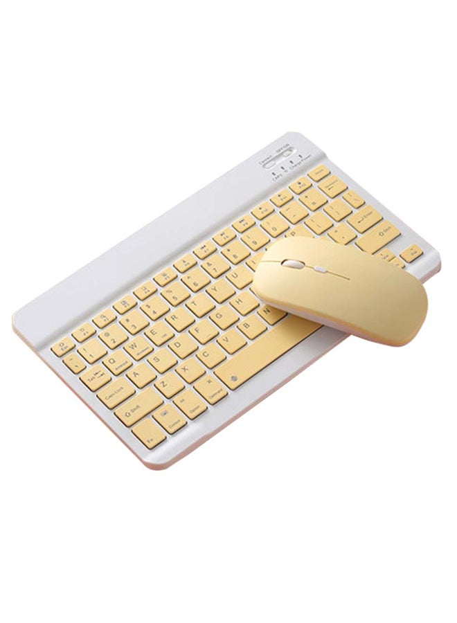 Wireless Bluetooth Three System Universal Mobilephone and Tablet Keyboard with Mouse Set - English Yellow - Image 4