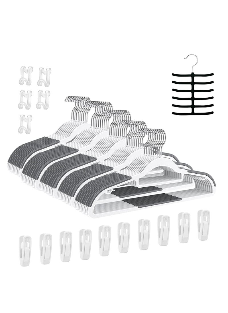 TYCOM Tycom Clothes Hangers, Heavy Duty Durable Standard Clothes Hanger, Plastic Suit Coat Shirt Hangers, 50 PACK Space Saving Clothes Hanger with Rubber Coating 16.5Inches - 50pcs Light Grey)  - Image 1