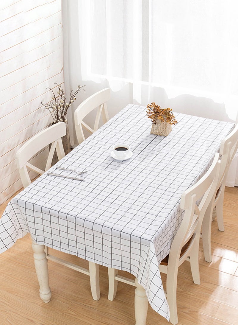 بيروي مفرش مائدة بولي كلوريد الفينيل مقاوم للماء، مفرش مائدة مقاوم للماء والزيت، بوليستر أبيض وأسود متقلب قابل للمسح ومطبخ منزلي للاستخدام الداخلي والخارجي 137 سم × 180 سم - Image 3