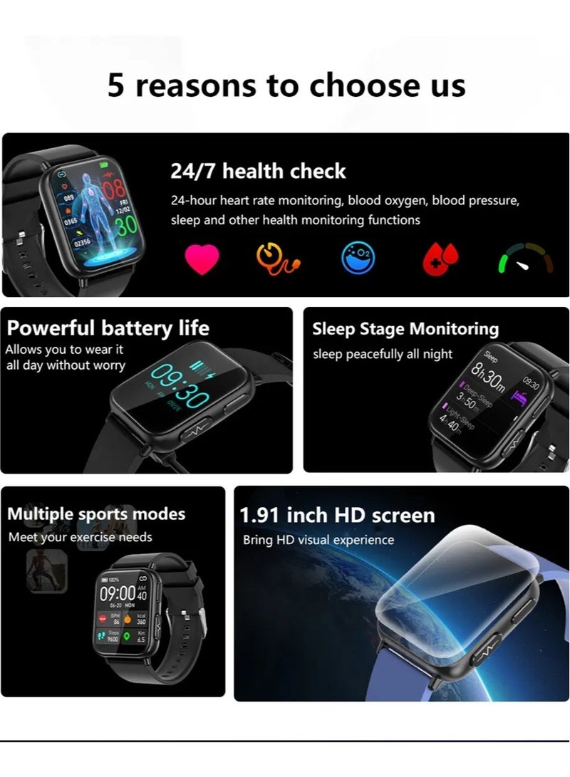 Accurate Measure Blood Sugar Smart Watch Men ECG+PPG Heart Rate Blood Oxygen Health Smartwatch Women Sport Watches( Steel Strap With 1Extra Strap ) - Image 2
