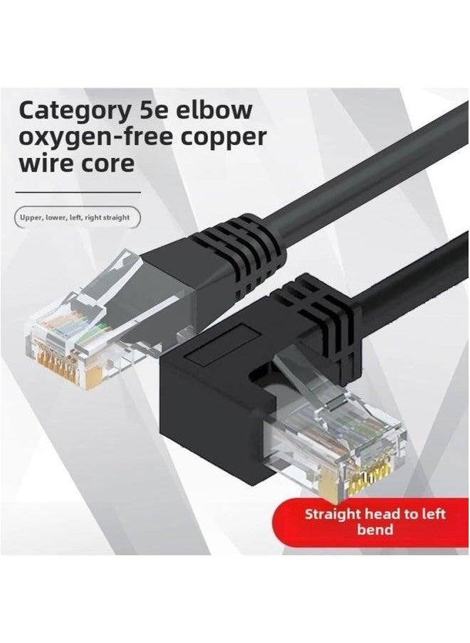 Generic RJ45 Crystal Elbow Male 90 Degree Network Cable Super Five Oxygen-free Copper Upper And Lower Left Right Jumper-Color:Black Cat6 Straight To Bend-Line Length:10M  - Image 3