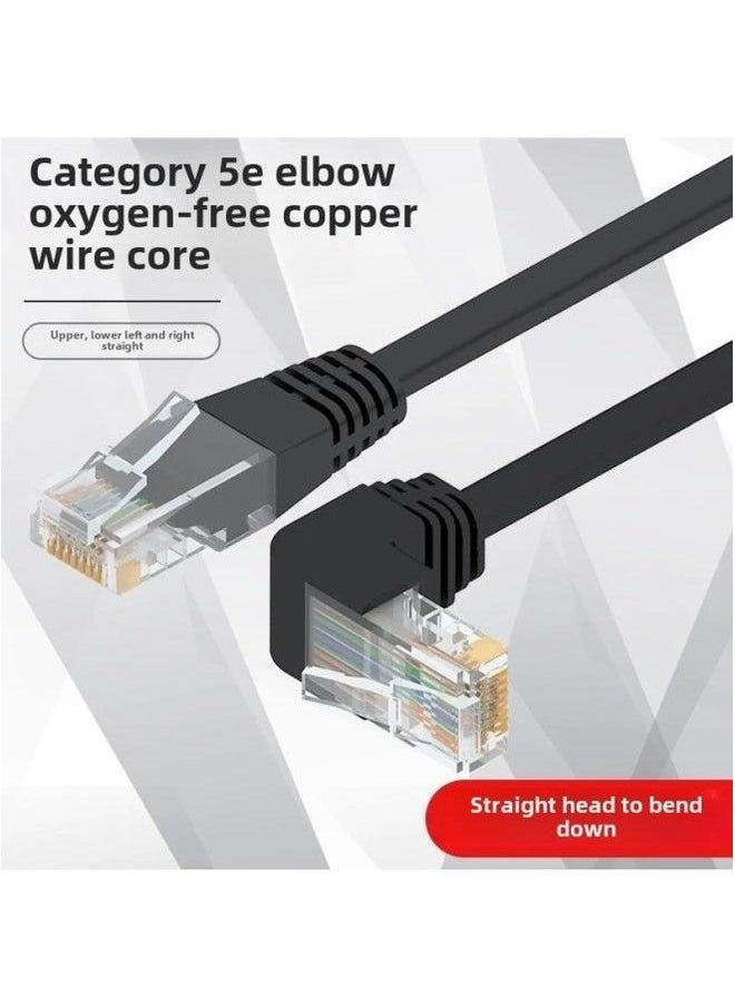 Generic RJ45 Crystal Elbow Male 90 Degree Network Cable Super Five Oxygen-free Copper Upper And Lower Left Right Jumper-Color:Black Cat6 Straight To Bend-Line Length:10M  - Image 4