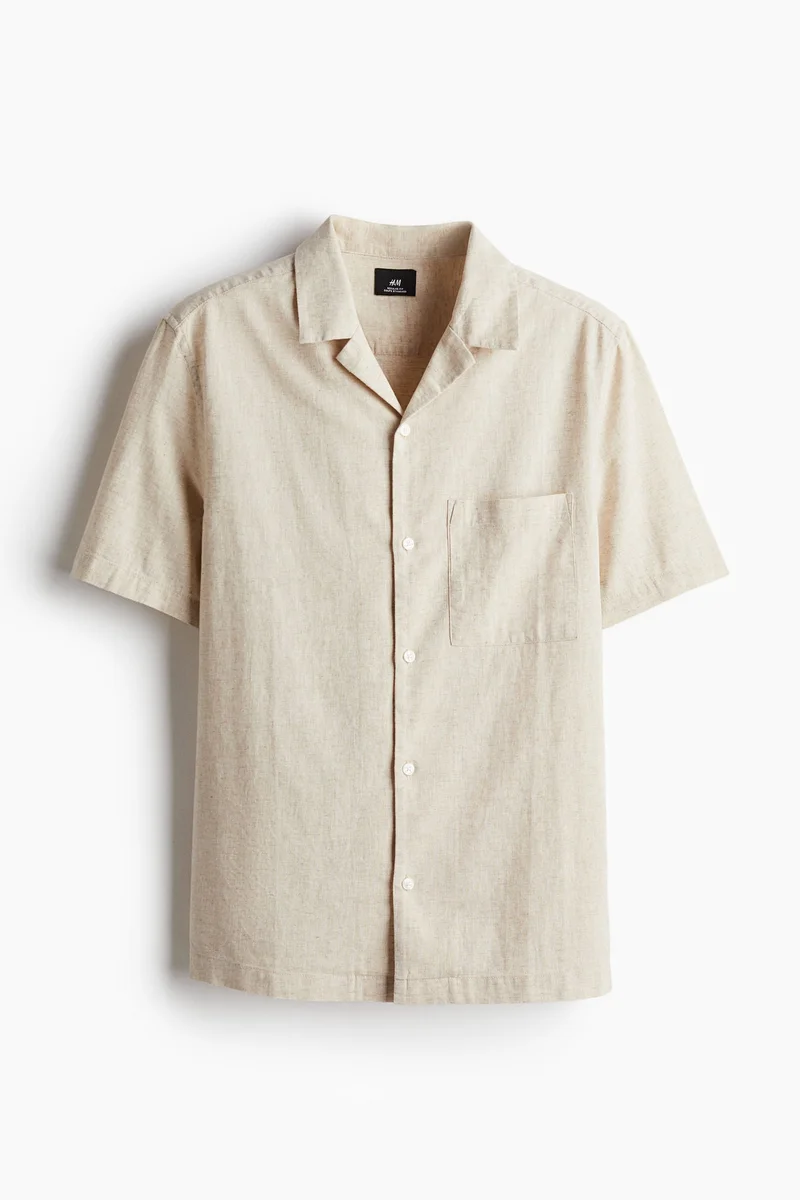 اتش اند ام Regular Fit Short-sleeved linen-blend shirt