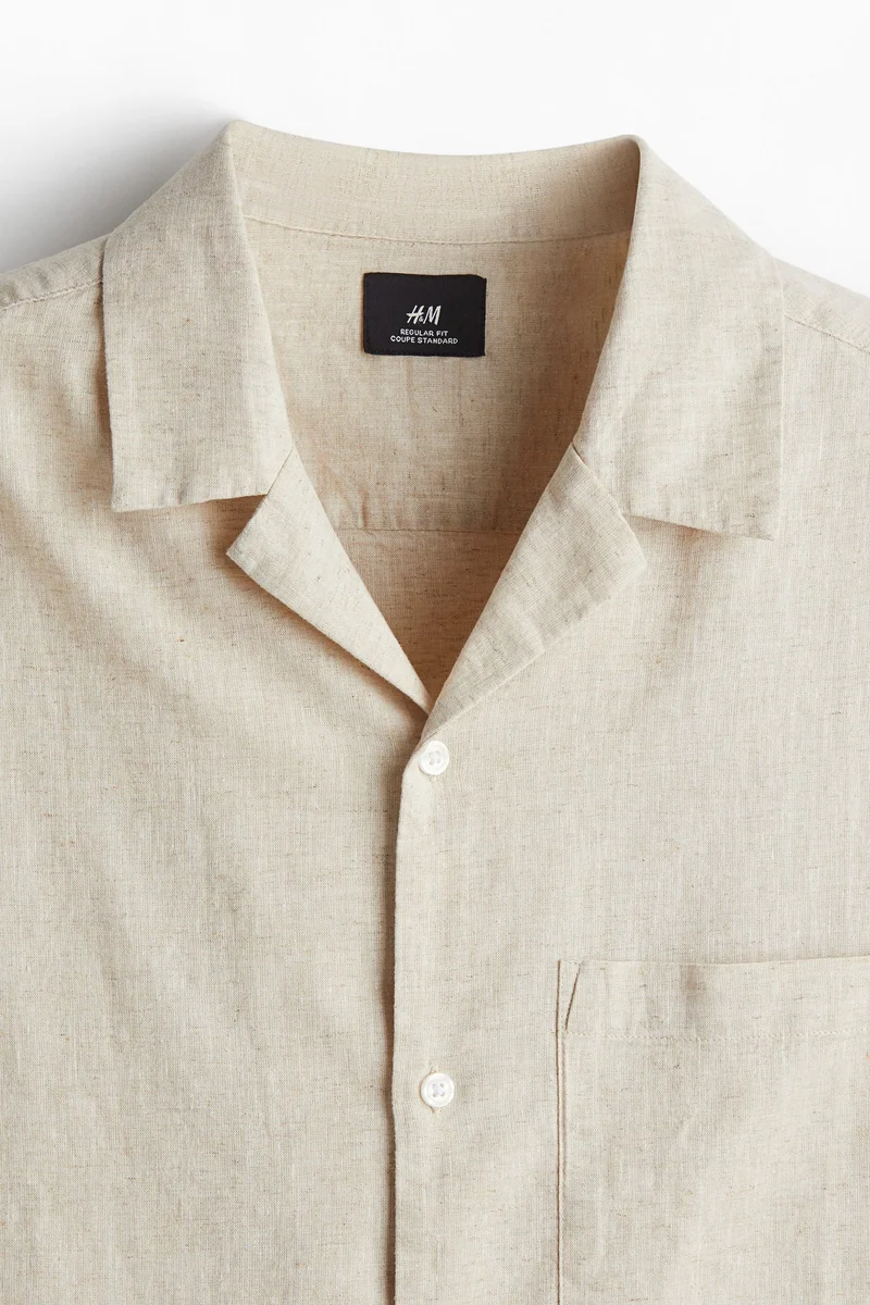 اتش اند ام Regular Fit Short-sleeved linen-blend shirt