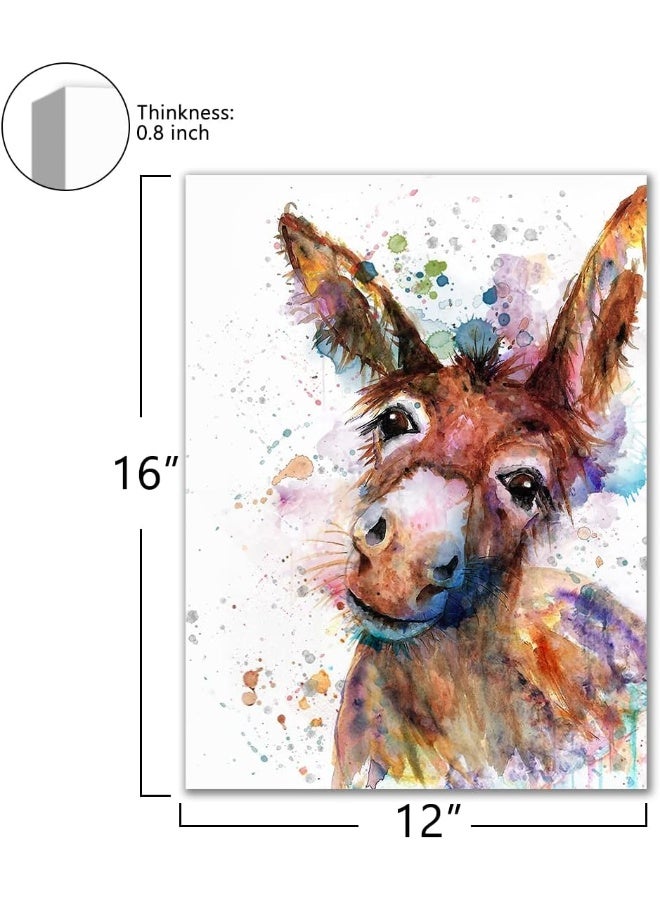 EMODA Donkey Wall Art – Farmhouse Animal Canvas Print, Modern Colorful Splatter Design, Framed 12x16 Inch, Bathroom, Living Room & Kids Room Decor - Image 2