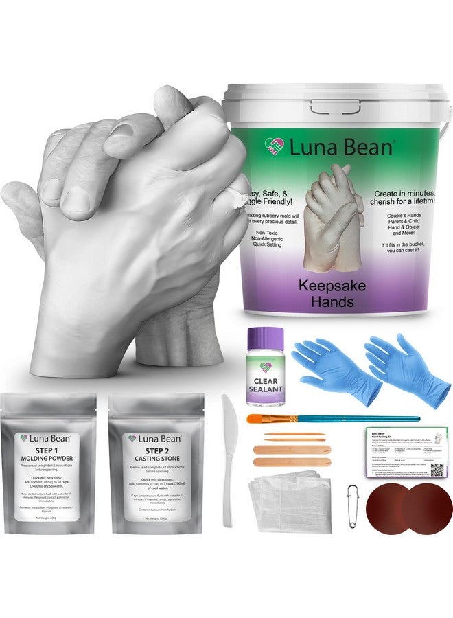 Luna Bean Hand Casting Kit - Couples Gifts Idea, Anniversary For Couple Gift, Mothers Day Gifts, Gifts For Women Men Mom, Hand Molding Kit, Valentines Day, Christmas, White Elephant Gifts For Adults - Image 1