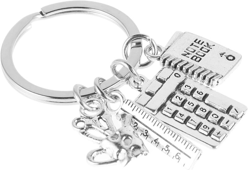 Calculator Ruler Notebook Keychain for Teachers – 3d Mini Calculator Charm, Math and Accounting Key Fob, Backpack Accessory for Back to School - Image 1