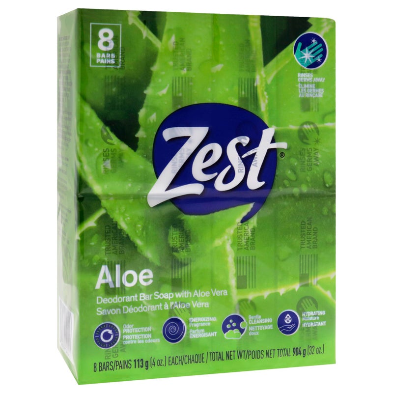 Zest 8-Bar Bath Size Soap, Fresh Aloe, 4 Ounce (Pack of 8) - Image 2