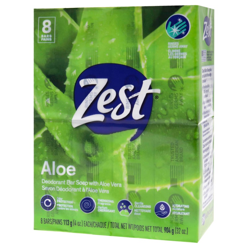 Zest 8-Bar Bath Size Soap, Fresh Aloe, 4 Ounce (Pack of 8) - Image 3