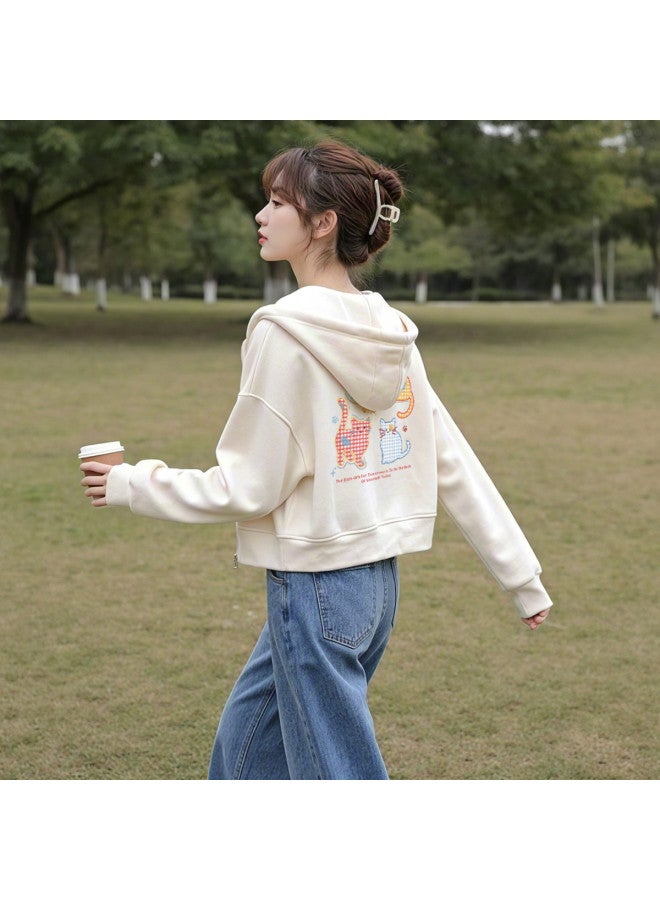 Flying in the snow Fashion Short Style] Women's Hooded Jacket Autumn 2025 Petite Slimming Versatile Casual Sporty Top - Image 3