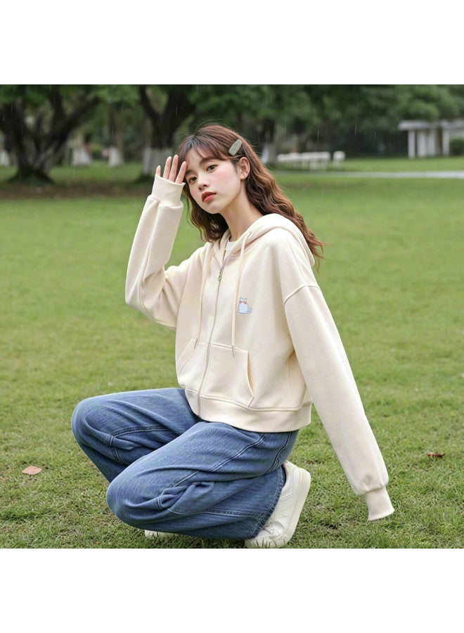 Flying in the snow Fashion Short Style] Women's Hooded Jacket Autumn 2025 Petite Slimming Versatile Casual Sporty Top - Image 5