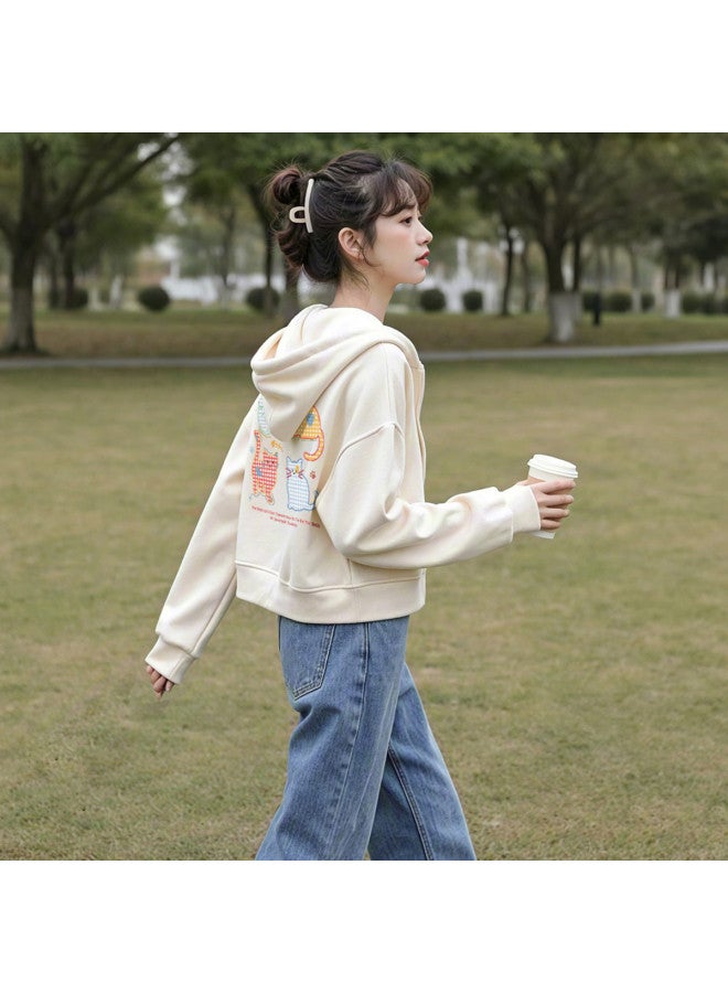Flying in the snow Fashion Short Style] Women's Hooded Jacket Autumn 2025 Petite Slimming Versatile Casual Sporty Top - Image 4