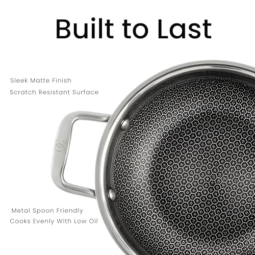 Omichef Triply Honeycomb Kadai/Kadhai with Stainless Steel Lid | Medium 22 Cm (2.1 L, 1.45 Kg) | ISI Certified, Induction & Gas Stove Friendly, 100% Food-Grade & Toxin-Free Cookware (5 Year Warranty) - Image 3