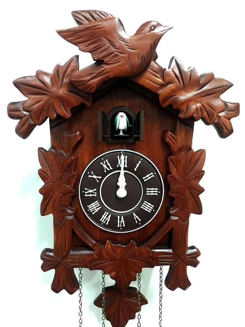 Rylai Cuckoo Clock Vintage Large Wooden Wall Clock Handcrafted 13x9.5 Inch Brown - Image 4