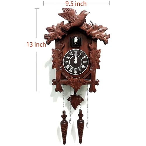 Rylai Cuckoo Clock Vintage Large Wooden Wall Clock Handcrafted 13x9.5 Inch Brown - Image 2