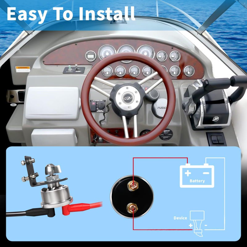 FASTSTORM 200A 12-48V High Current Master Battery Disconnect Switch Battery Power Cut Off Isolator Killer Switch with Face Plate for Car Vehicle RV Truck Boat Marine ATV - Image 4
