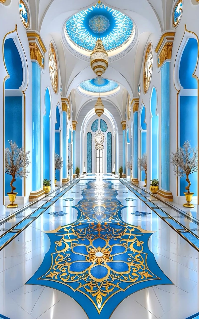 Backdropon Interior Palace Architecture Vintage Art Photography Backdrops Curtain Cloth Birthday Background Seamless Photo Booth Prop Backdrop Size 8Feet Height & 5Feet Width(8 * 5) - Image 4