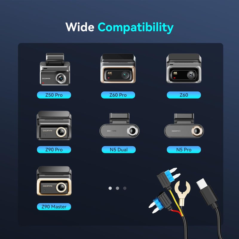 DDPAI Dash Cam Hardwire Kit, 10Ft Type-C USB Dash Camera Hard Wire Kit Compatible with N5 Dual, Z50 Pro, Z60 & Z60 Pro, Z90 Pro & Z90 Master Dashcam, Enabling 24 Hours Parking Monitor, 12V/2A to 5V/3A - Image 2