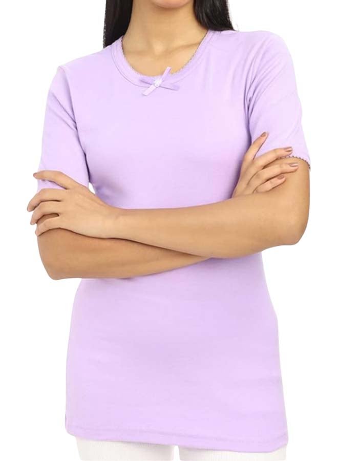 Dahab Cotton Half Sleeves Undershirt Round Neck For Women-Purple - Image 3