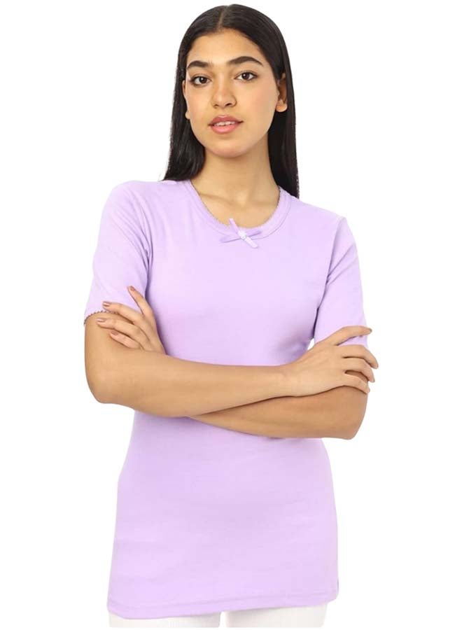 Dahab Cotton Half Sleeves Undershirt Round Neck For Women-Purple - Image 2