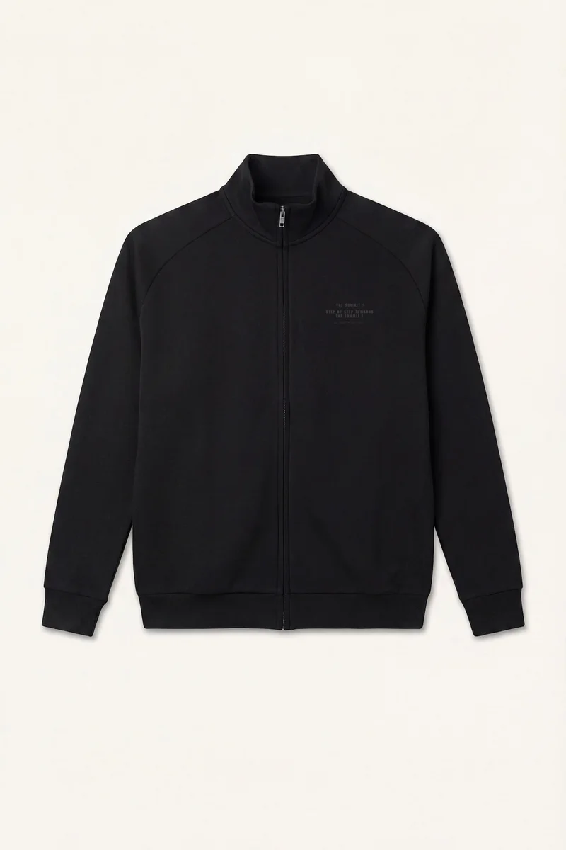 ديفاكتو Boxy Fit High Neck Soft Lined Pocket Zippered Cardigan