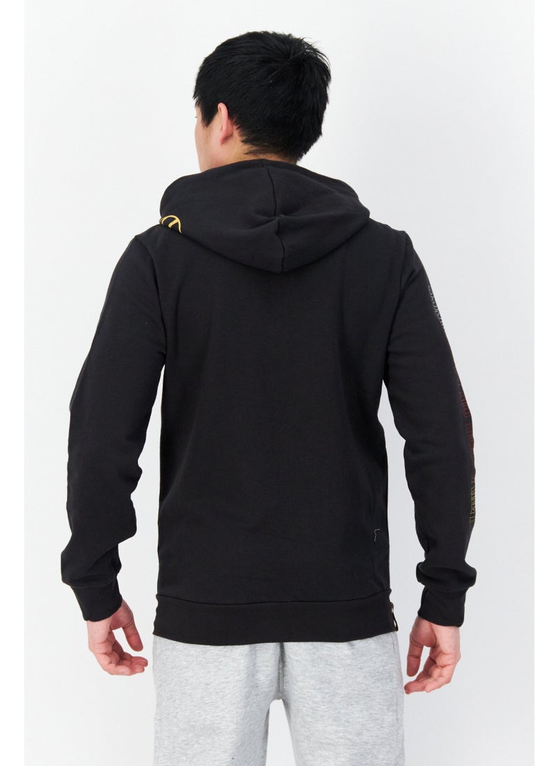 DIFUZED Men Printed Full Zip Long Sleeve Fleece Sweatshirts, Black - Image 5