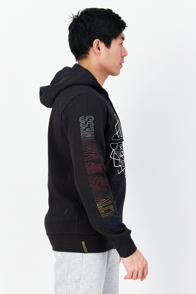 DIFUZED Men Printed Full Zip Long Sleeve Fleece Sweatshirts, Black - Image 3