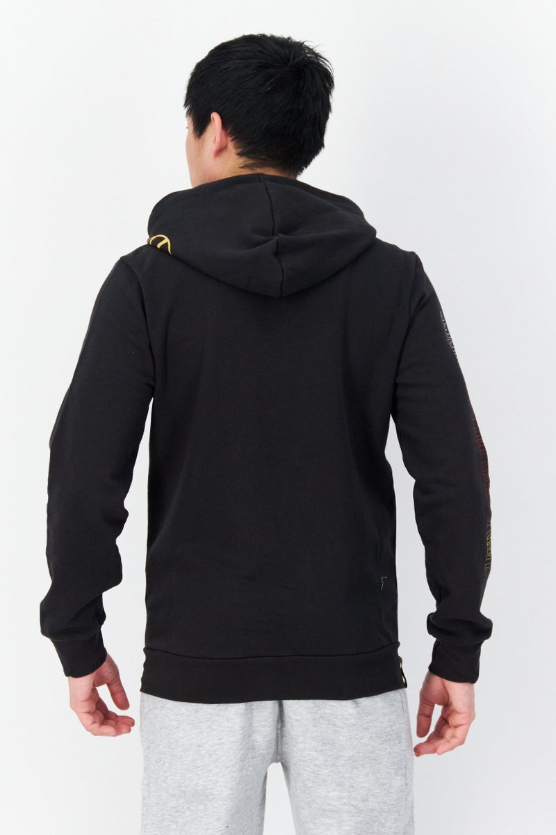 DIFUZED Men Printed Full Zip Long Sleeve Fleece Sweatshirts, Black - Image 2