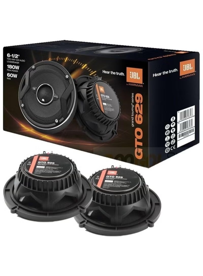 JBL GTO629 6.5" Grand Touring Series Car Audio Speakers - 2-Way, 360 Watts MAX Power, Factory-Sized Replacement Includes Iron Crush Cleaning Cloth. - Image 1