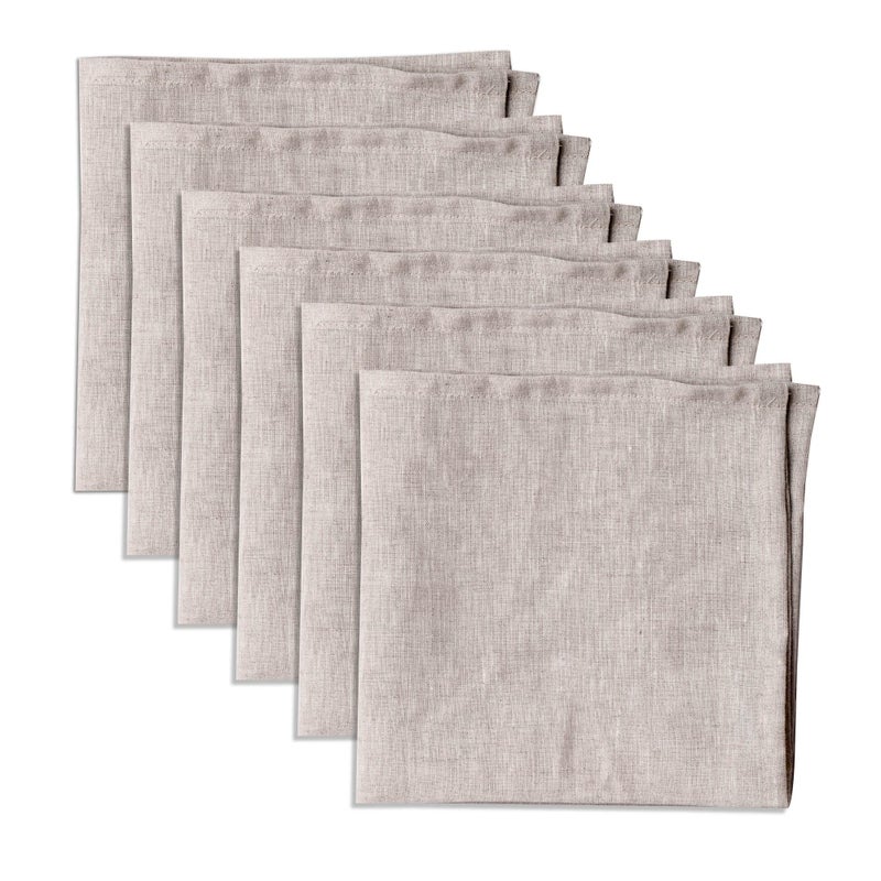 Linendo 100 Pure Linen Dinner Cloth Napkins 15 x 15 Inch Natural  Set of 6 Pack European Flax Natural Fabric Washable for Home and Kitchen