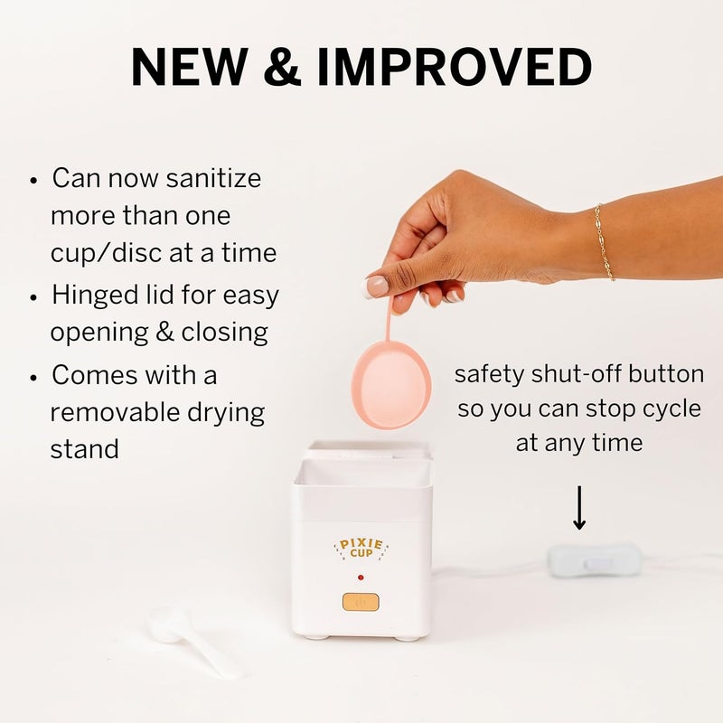 Pixie Cup Pixie Menstrual Cup Steam Cleaner - Wash Your Cup + Kill 99.9% of Germs with Cleanser Steam for Feminine Care - 3 Minutes and Your Period Cup is Sterile! Automatic Shut Off - FSA Eligible (White) - Image 2