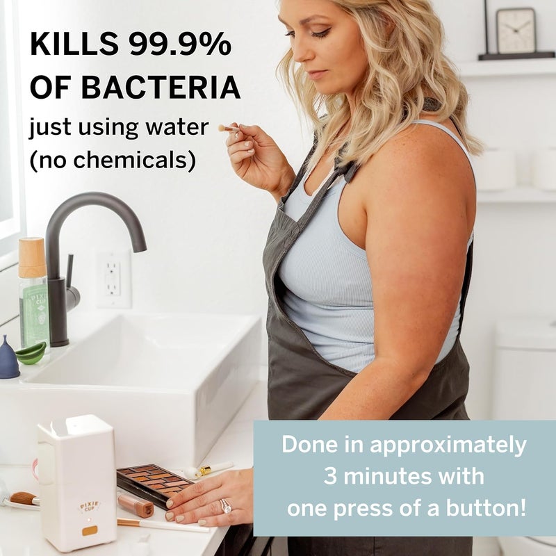 Pixie Cup Pixie Menstrual Cup Steam Cleaner - Wash Your Cup + Kill 99.9% of Germs with Cleanser Steam for Feminine Care - 3 Minutes and Your Period Cup is Sterile! Automatic Shut Off - FSA Eligible (White) - Image 4