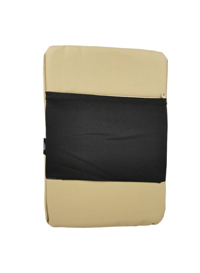 PU Leather Car Armrest Cushion Cover with Memory Foam, Waterproof and Wear-Resistant, Comfortable Elbow Support, Easy-to-Clean, Universal Fit for Most Car Armrests – Beige, Diamond-Stitched - Image 2