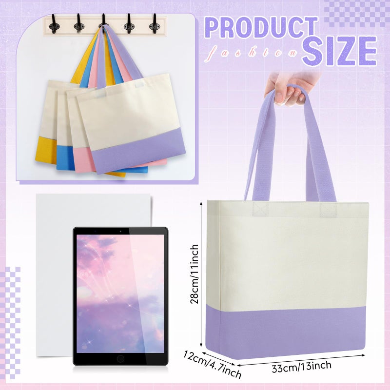 Sanwuta 12 Pcs Mini Canvas Tote Bag Small Sublimation Blank Reusable Grocery Cloth Tote for Women Craft DIY Gift Shopping(Multicolor) - Image 3