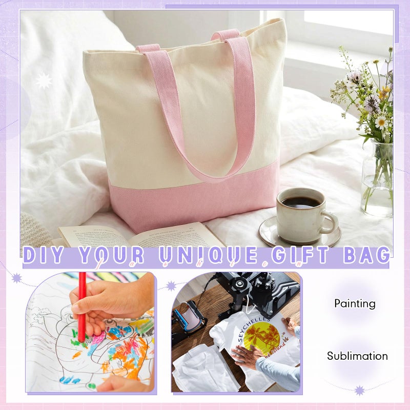 Sanwuta 12 Pcs Mini Canvas Tote Bag Small Sublimation Blank Reusable Grocery Cloth Tote for Women Craft DIY Gift Shopping(Multicolor) - Image 5