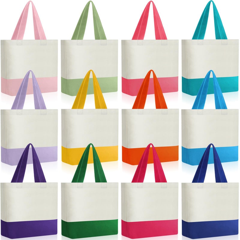 Sanwuta 12 Pcs Mini Canvas Tote Bag Small Sublimation Blank Reusable Grocery Cloth Tote for Women Craft DIY Gift Shopping(Multicolor) - Image 1