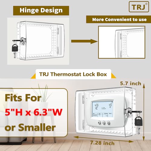 TRJ 6 PCS TRJ Thermostat Lock Box with Key, Clear Thermostat Cover with Lock for Thermostat on Wall, Lockable Thermostat Lock Box Cover, AC Lock Box Cover with Key Fit Thermostats 5"H x 6.3"W or Smaller - Image 2