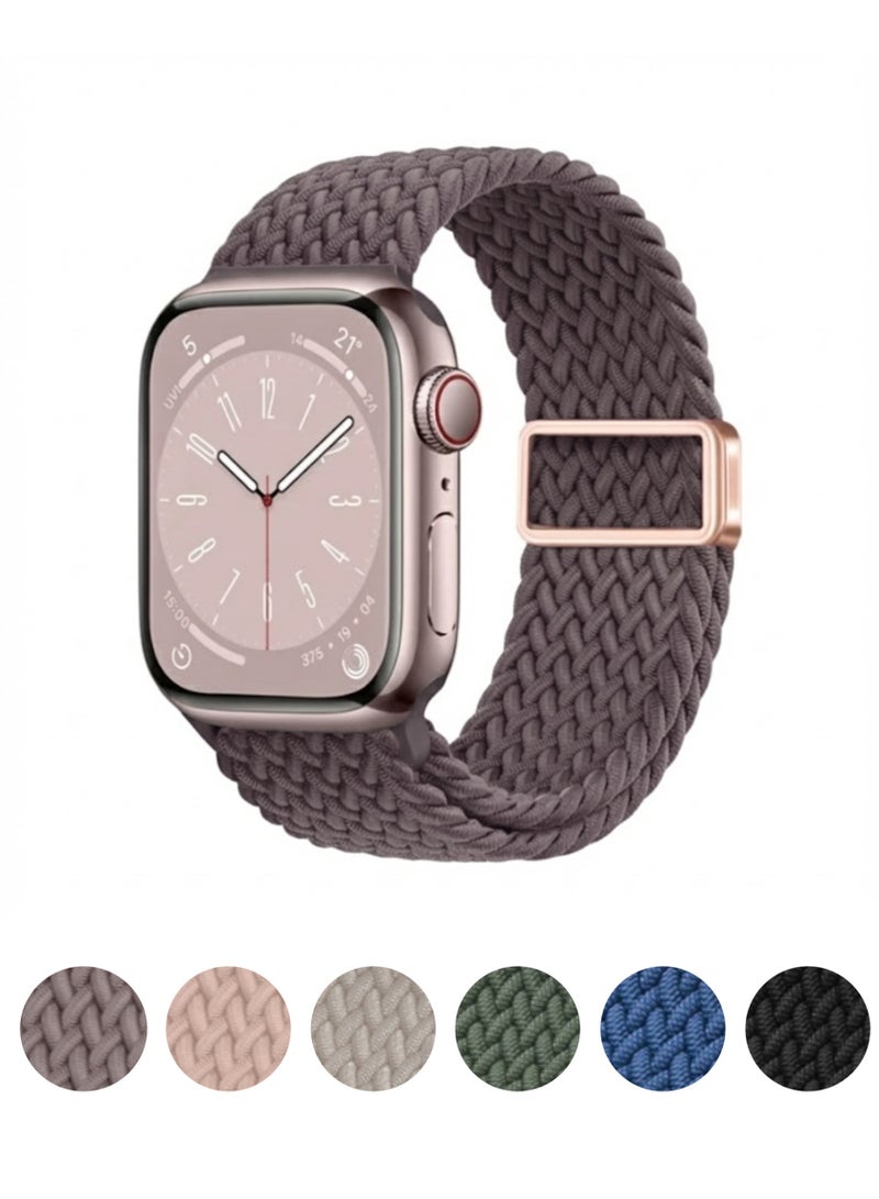 أركس سوار ساعة آبل نايلون مضفّر مرن بمشبك مغناطيسي – متوافق مع مقاسات 44/45/46/49 مم لسلاسل Apple Watch 3–11/SE/Ultra – ( بنفسجي غامق ) - Image 1