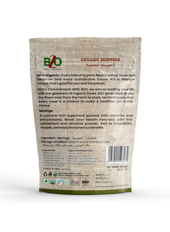 Back 2 Organics Moringa Powder 200gm - Image 2