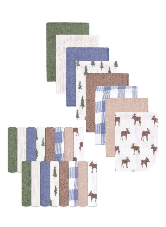 Hudson Baby Unisex Baby Rayon from Bamboo Washcloth Bundle, Moose, One Size - Image 1