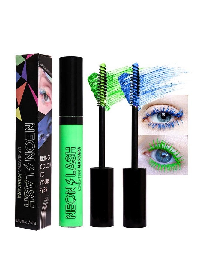 BINGBRUSH 2 Colored Mascara For Eyelashes Setblue Green Halloween Fluorescent Colorful Waterproof Long Lasting Charming Voluminous Mascara For Women Cruelty Free Vegan Eye Makeup (02 Green &05 Blue) - Image 1