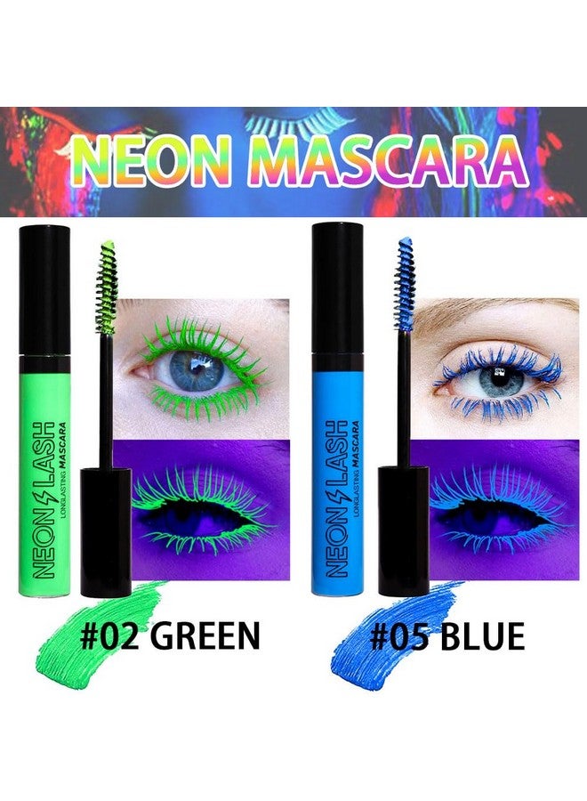 BINGBRUSH 2 Colored Mascara For Eyelashes Setblue Green Halloween Fluorescent Colorful Waterproof Long Lasting Charming Voluminous Mascara For Women Cruelty Free Vegan Eye Makeup (02 Green &05 Blue) - Image 2