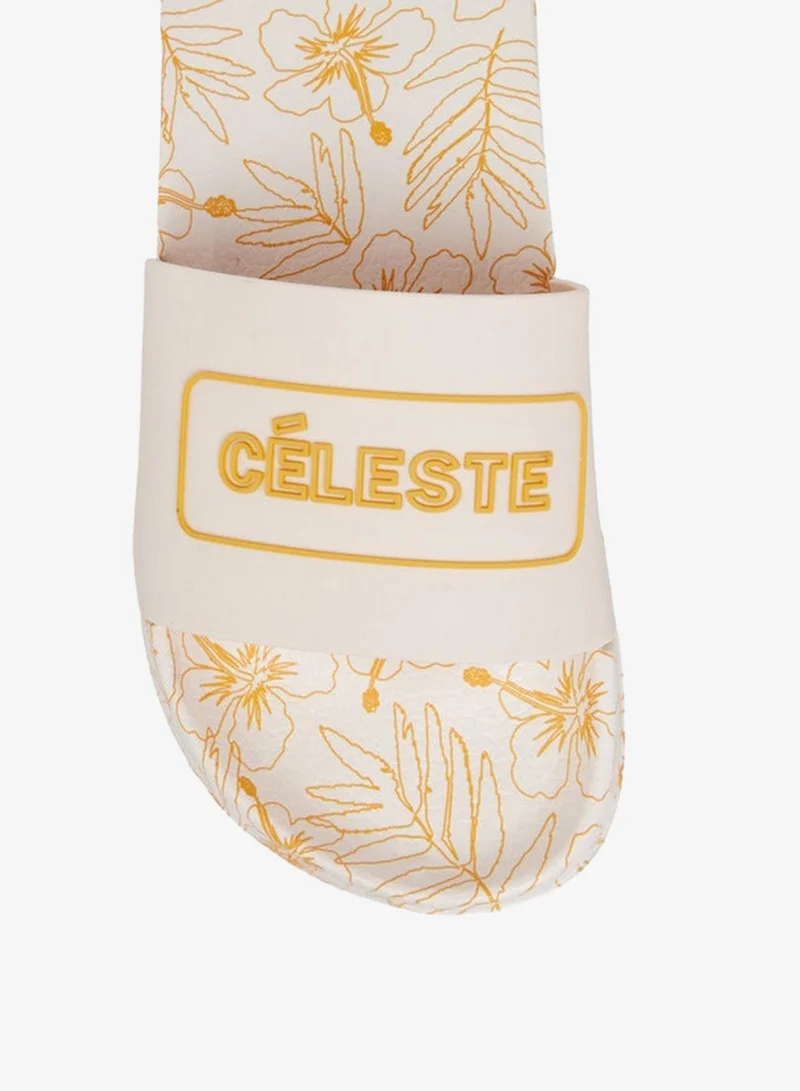 Celeste CREAM Women Floral Print Slides for Women | Best Price UAE